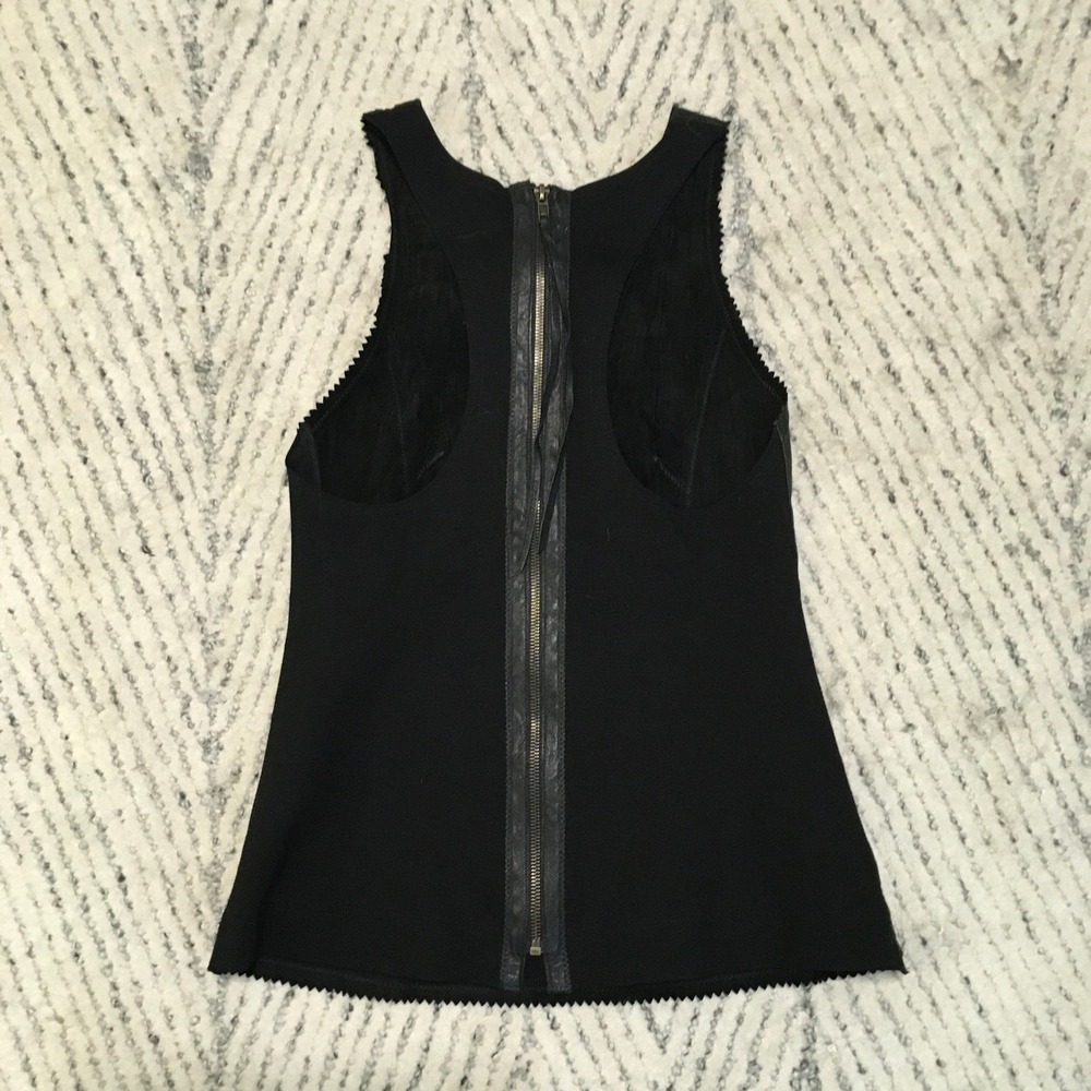 Illia Black Leather Lace Up Corset Tank Top Vest Back Zip Size 4 - Picture 4 of 8
